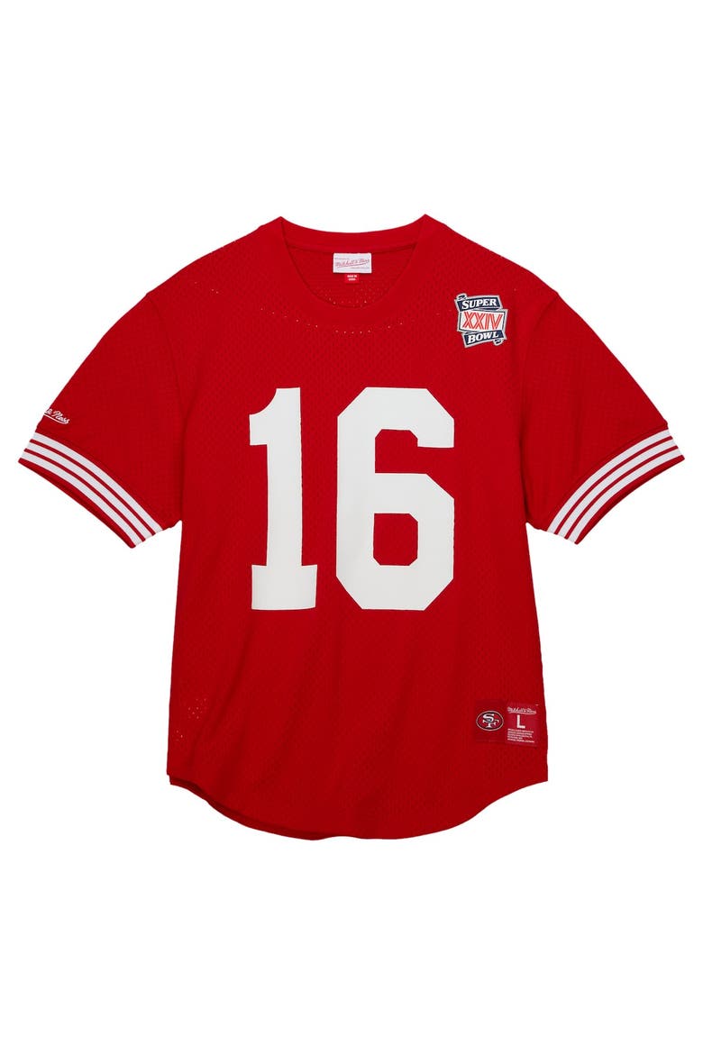 Men's Mitchell & Ness Joe Montana Scarlet San Francisco 49ers Retired Player Name & Number Mesh Top, Alternate, color, Scarlet
