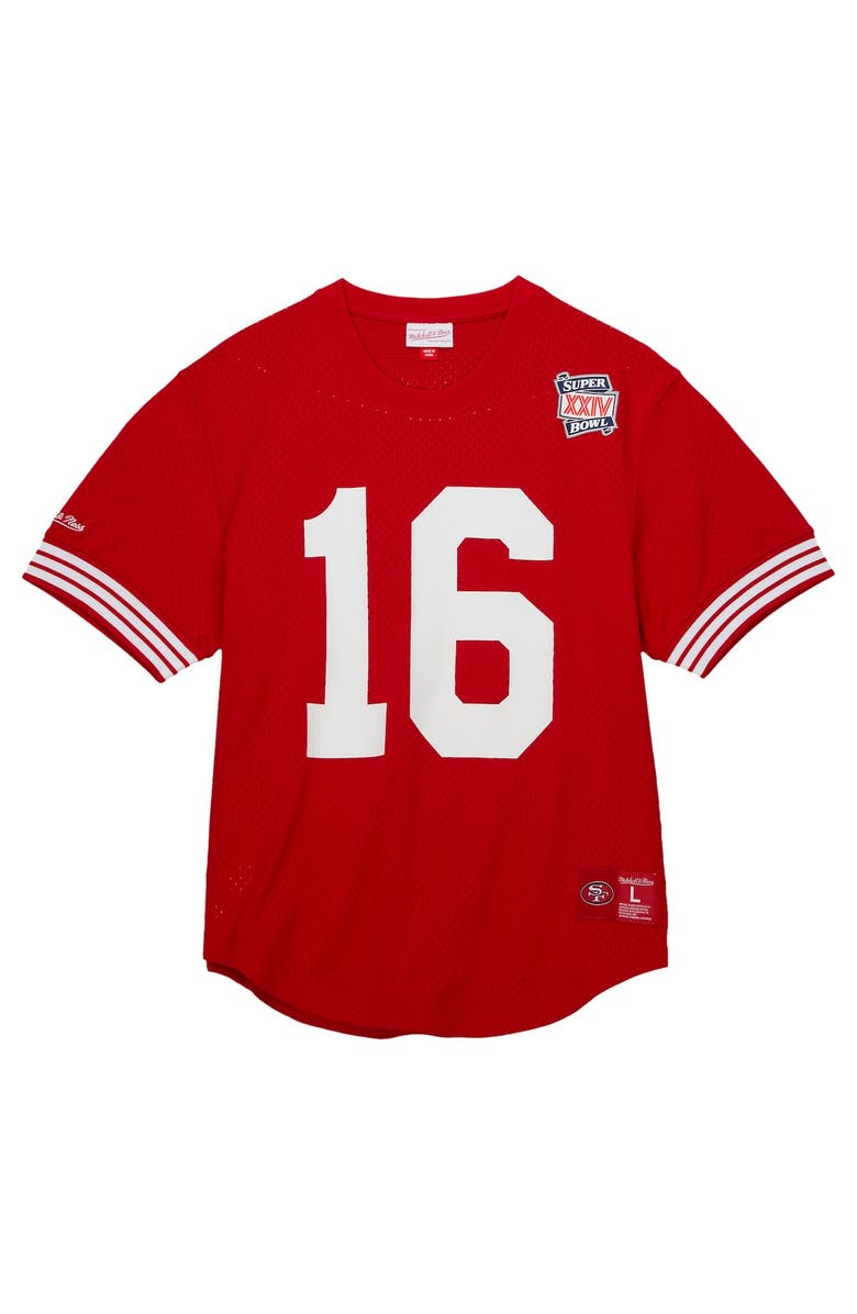 Mitchell & Ness Men's Mitchell & Ness Joe Montana Scarlet San Francisco 49ers Retired Player Name & Number Mesh Top, Alternate, color, Scarlet