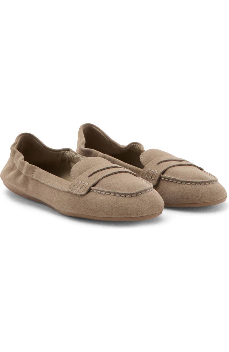MANGO Suede Penny Loafer, Main, color, Sand