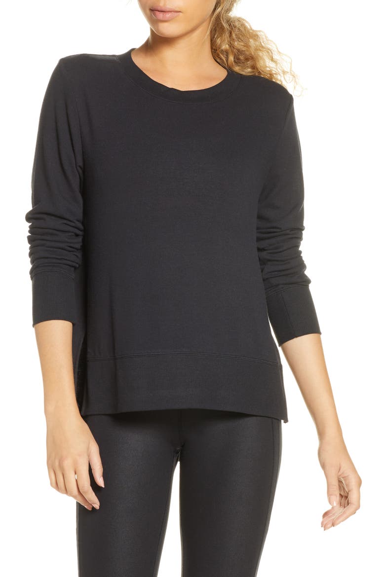 'Glimpse' Long Sleeve Top, Main, color, BLACK