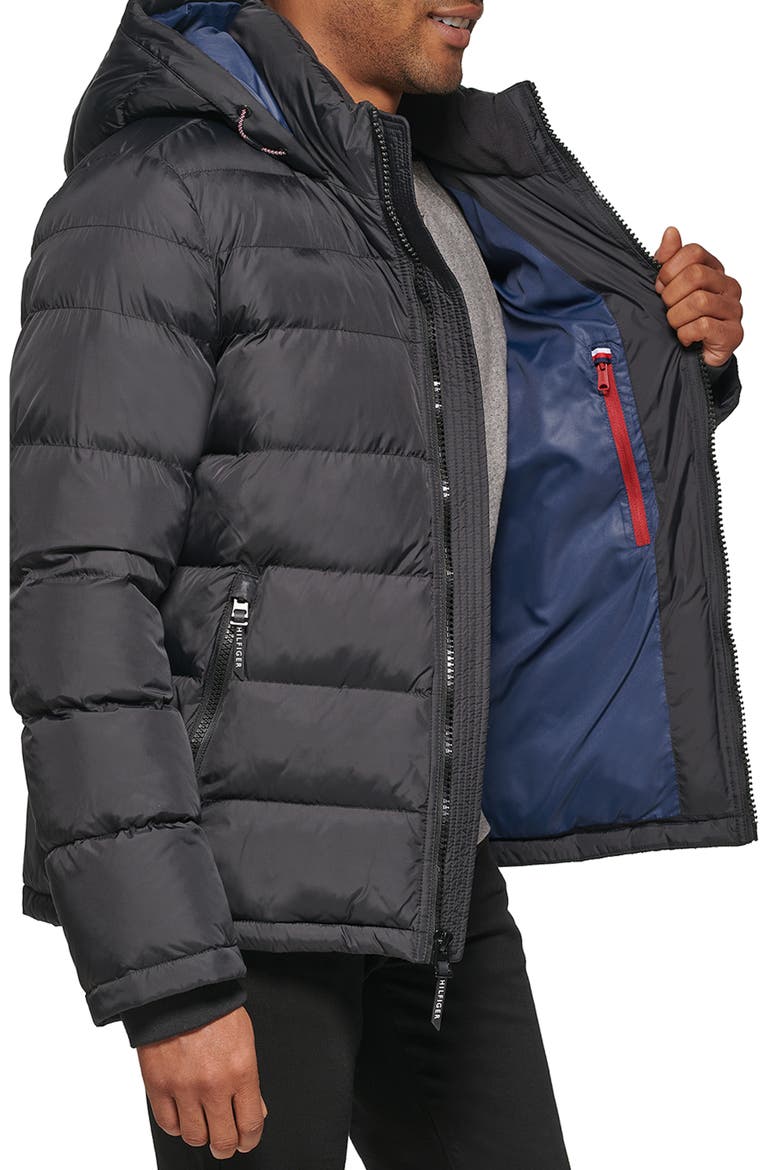Classic Nylon Puffer Jacket, Alternate, color, BLACK