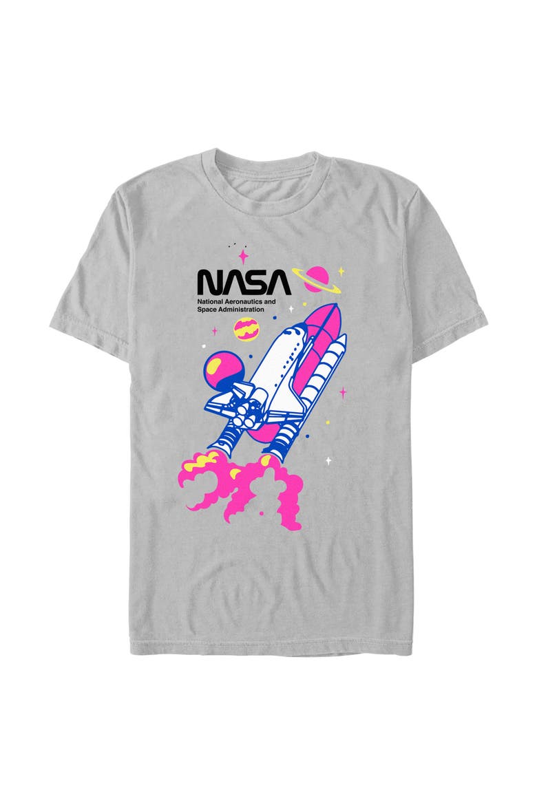 Men's NASA Colorful Rocket Logo  Graphic T-Shirt, Main, color, Ice Grey