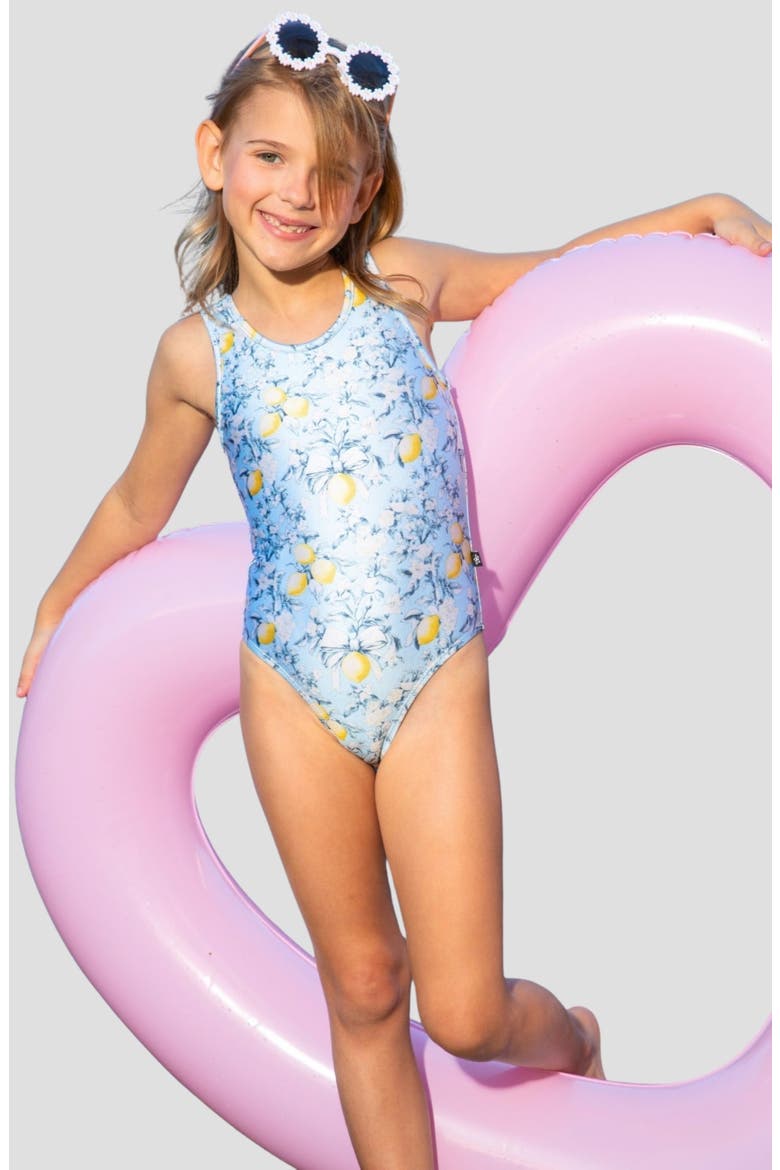 Kids' Crossback Swimsuit, Alternate, color, DUSTY BLUE
