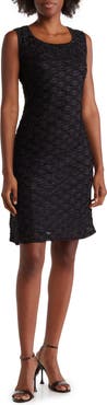 Nina Leonard Sparkle Lattice Sheath Dress