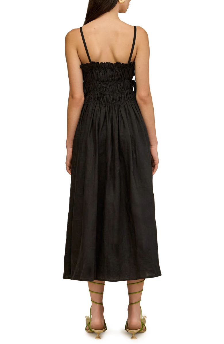 Cult Gaia Lola Ruched Stretch Linen Blend Sundress, Alternate, color, Black