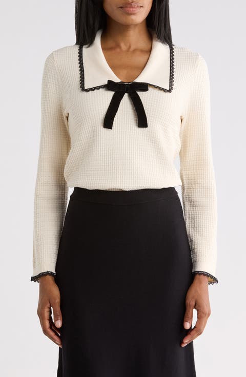 Bow Waffle Knit Sweater