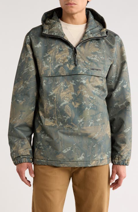 Water Repellent Hooded Fleece Lined Windbreaker Pullover