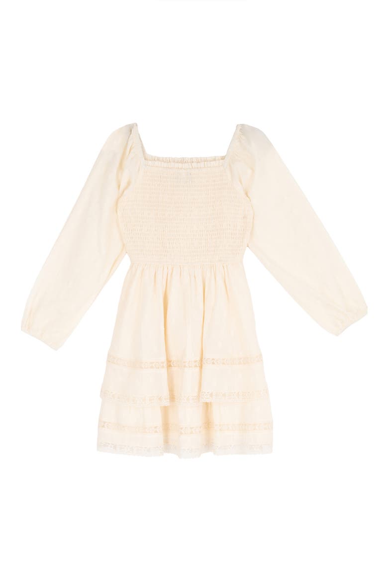Kids' Smocked Tiered Hem Dress, Main, color, IVORY