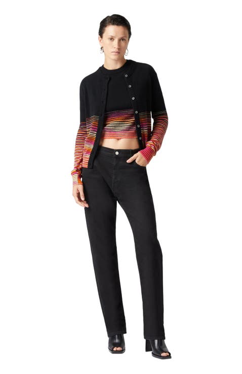 Crewneck Cardigan In Dégradé Slub Cashmere