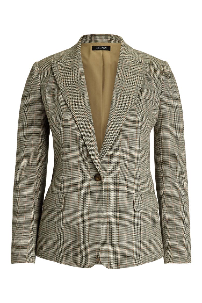 Glen Plaid Cotton Blend Twill Blazer, Alternate, color, NAVY/ TAN MULTI