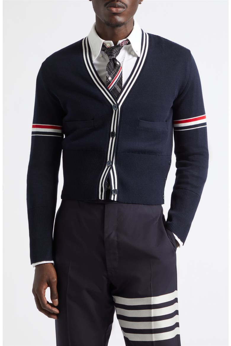 Sailboat Jacquard Cotton Cardigan, Main, color, NAVY