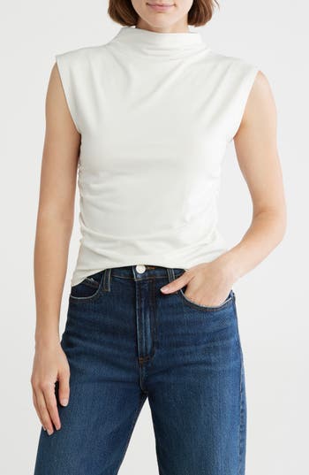 Nordstrom Rack Funnel Neck Ruched Tank In White
