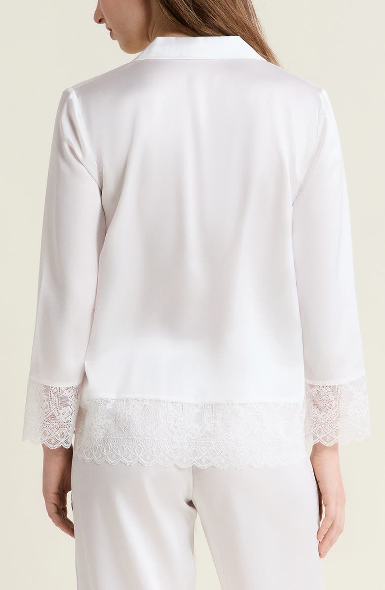 Etam Rencontre Lace Trim Chemise Button-Up Pajama Shirt, Alternate, color, White
