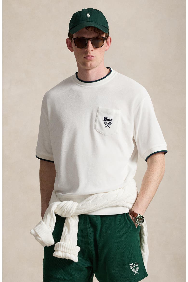 Relaxed Terry Short Sleeve Sweatshirt, Alternate, color, WHITE