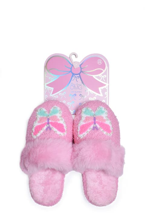 Kids' Faux Pearl Butterfly Faux Fur Slipper (Little Kid & Big Kid)