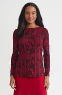 Misook Jacquard Pattern Soft Knit Tunic