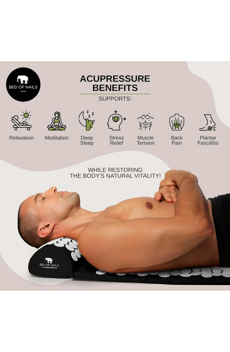 BED OF NAILS Bon Original Premium Acupressure Intense Mat, Alternate, color, Black