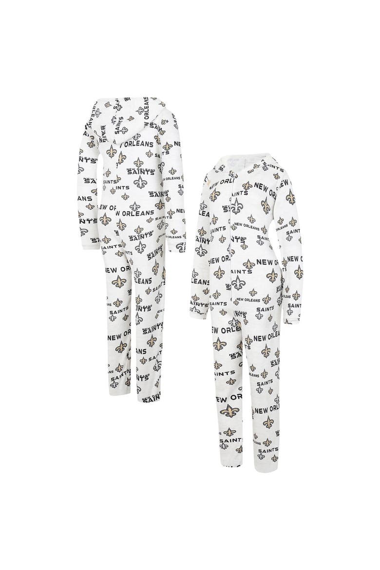 Women's Concepts Sport  Cream New Orleans Saints Docket Hoodie Full-Zip Union Suit, Main, color, Cream