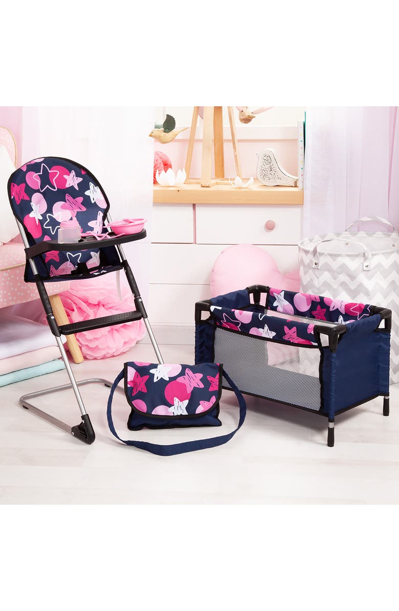 Bayer Design 9 in 1 Doll Accessory Set with Travel Bed & Highchair, Alternate, color, Multicolored