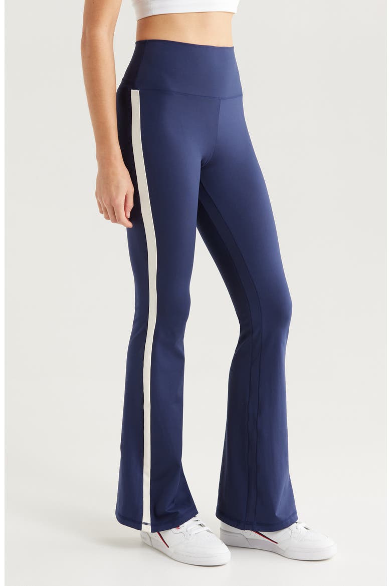 Classic Stripe Flare Leggings, Alternate, color, PEACOAT W/ WHITE SAND
