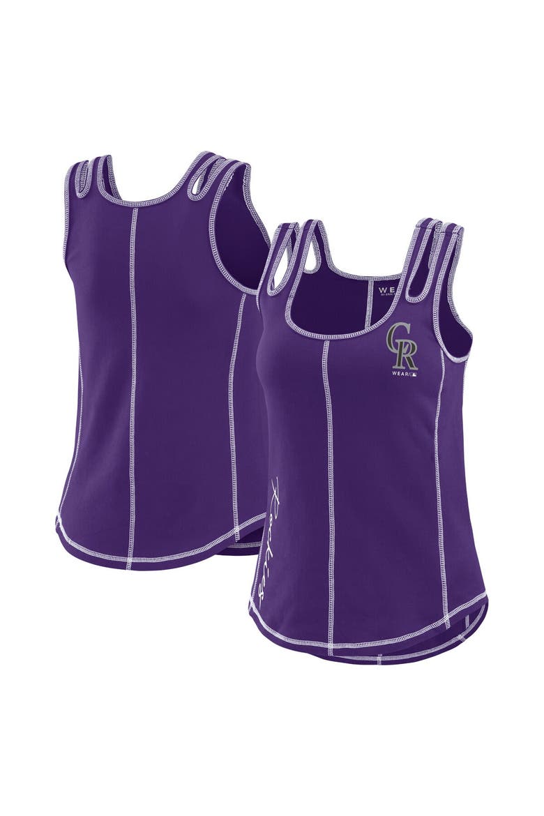 Women's WEAR by Erin Andrews Purple Colorado Rockies Contrast Stitch Tank Top, Alternate, color, Purple
