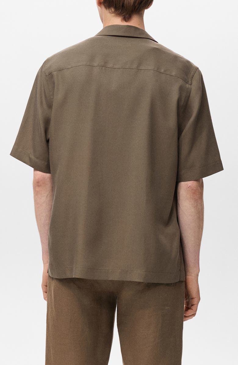 MANGO Regular Fit Short Sleeve Tencel<sup>™</sup> Lyocell Button-Up Shirt, Alternate, color, Brown