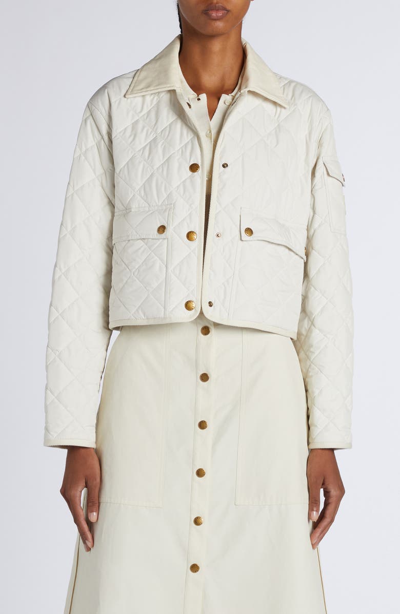 Moncler Chitre Diamond Quilted Jacket, Main, color, White