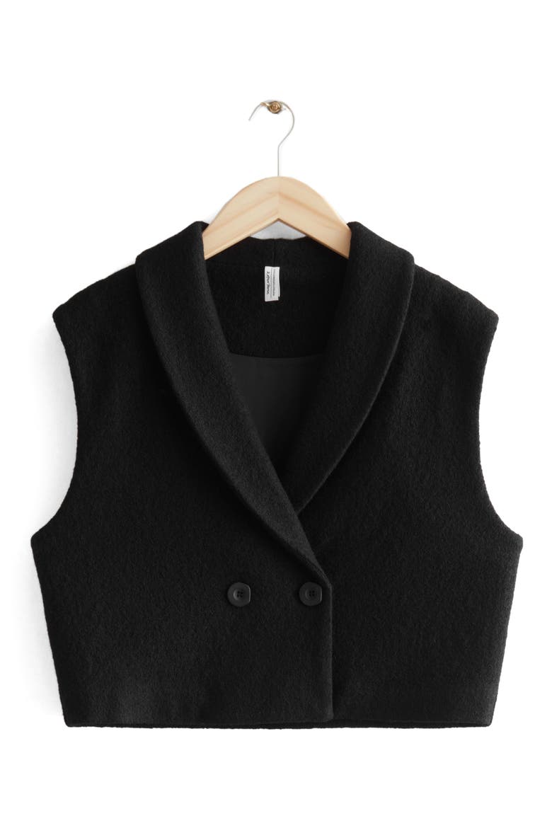 Double Breasted Blazer Vest, Alternate, color, BLACK