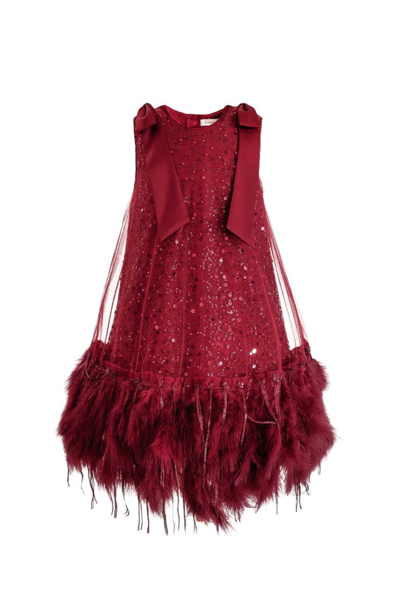 Sequin Feather Dress, Main, color, Red