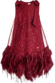 Tulleen Sequin Feather Dress