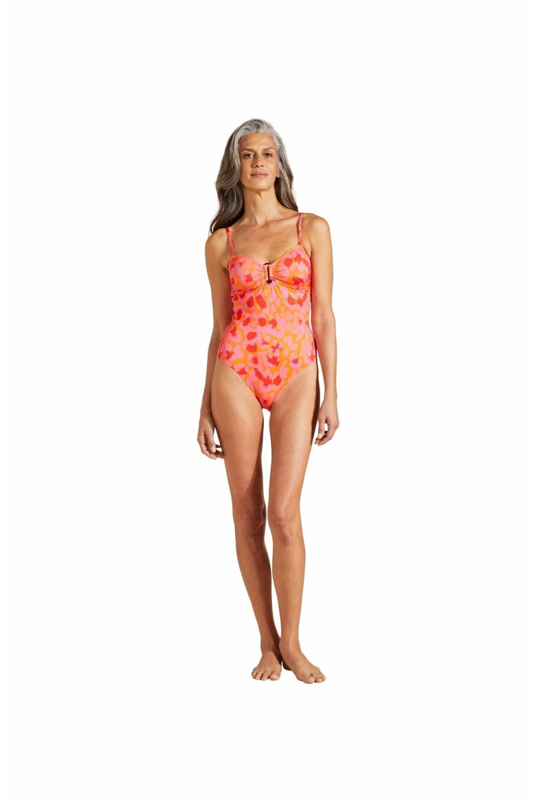 Women's New Leopard One-Piece Swimsuit, Main, color, ABRICOT