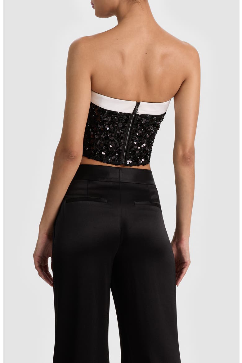 Katya Sequin Strapless Top, Alternate, color, BLACK/ OFF WHITE