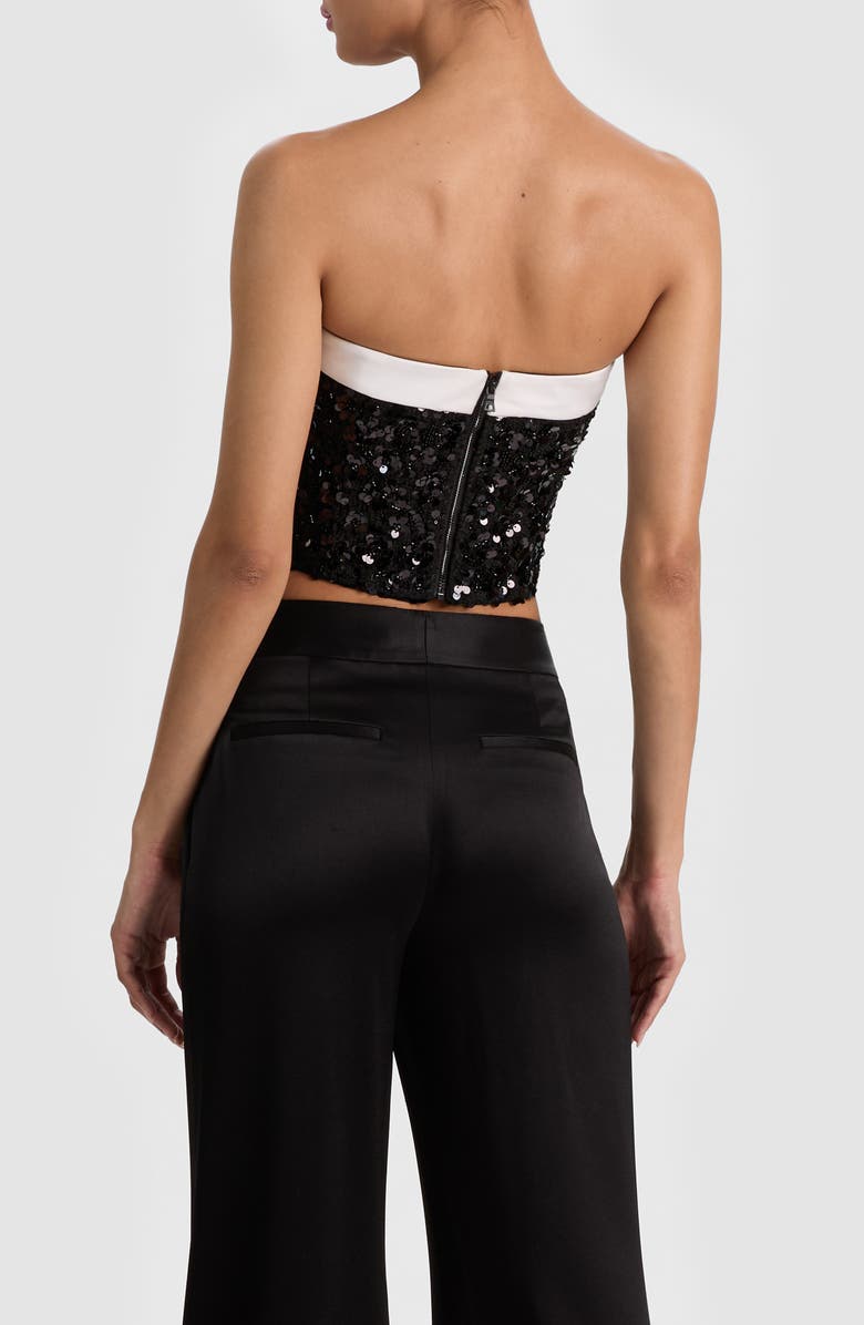 Alice + Olivia Katya Sequin Strapless Top, Alternate, color, Black/ Off White