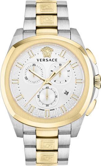 Versace Geo Chronograph Two-Tone Bracelet Watch, 43mm Versace Geo Chronograph Two-Tone Bracelet Watch, 43mm
