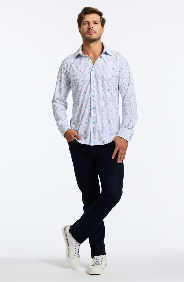 Robert Graham Slauson Classic Fit Herringbone Knit Button-Up Shirt, Alternate, color,