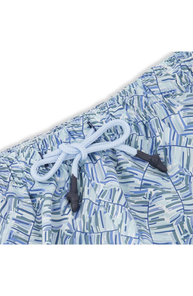 Sunset x Vine Abstract Print Swim Trunks, Alternate, color, Light Blue