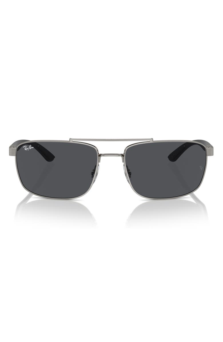 Ray-Ban 60mm Rectangular Sunglasses, Main, color, Dark Grey