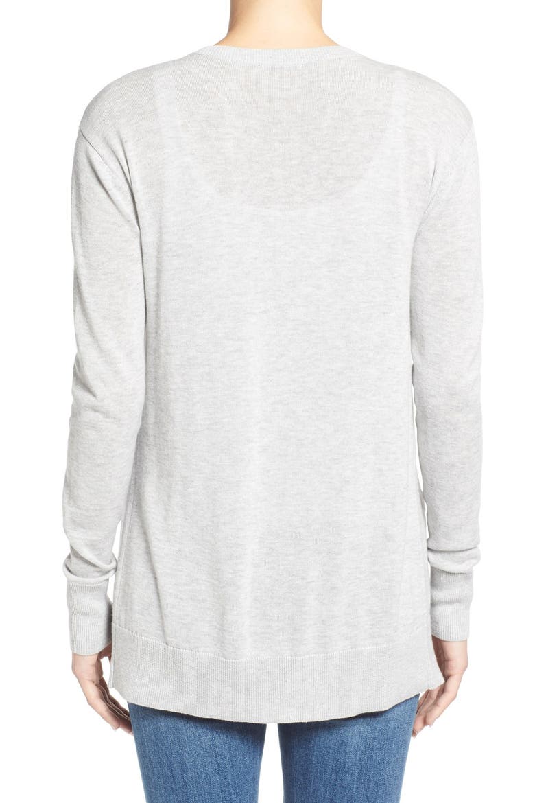 V-Neck Cardigan, Alternate, color, GREY LIGHT HEATHER