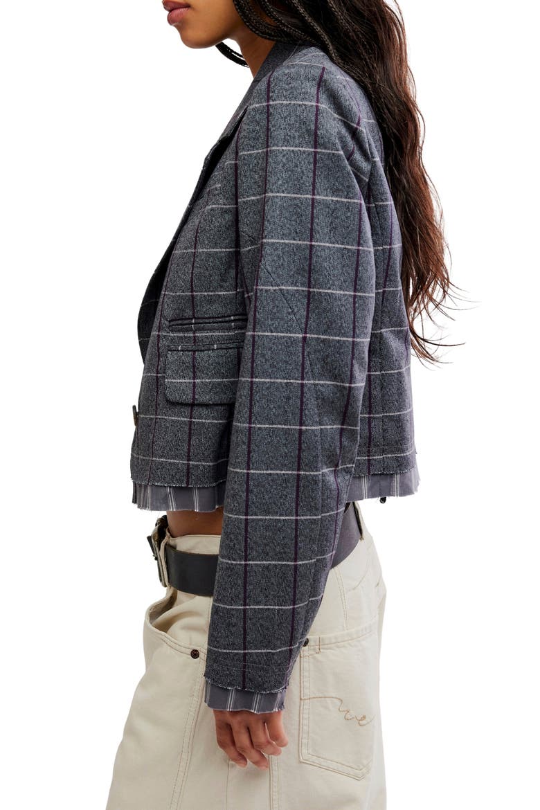 Academia Cropped Blazer, Alternate, color, CHARCOAL COMBO