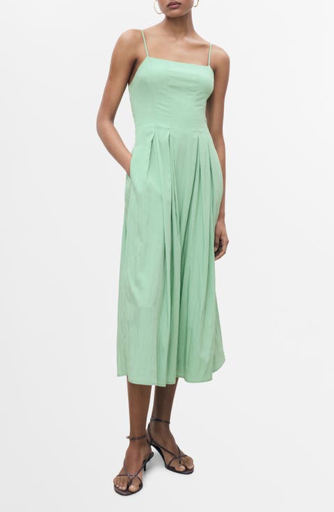 Pleated Midi Dress