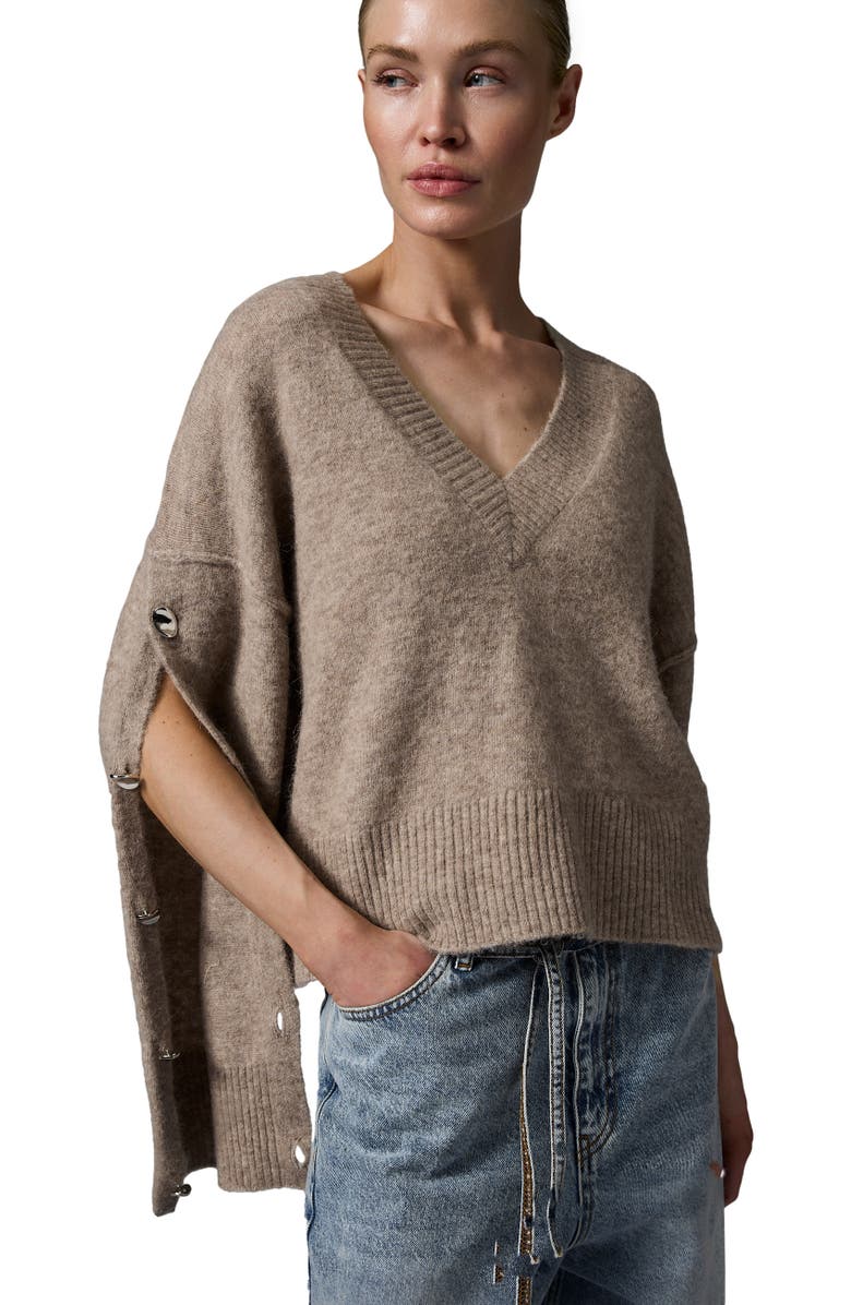 DAY Birger et Mikkelsen Solange Oversized Button Detail Sweater, Alternate, color, Hazel Melange