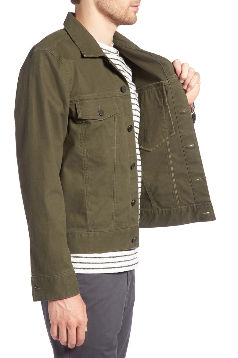 Stretch Cotton Trucker Jacket, Alternate, color, GREEN FOREST