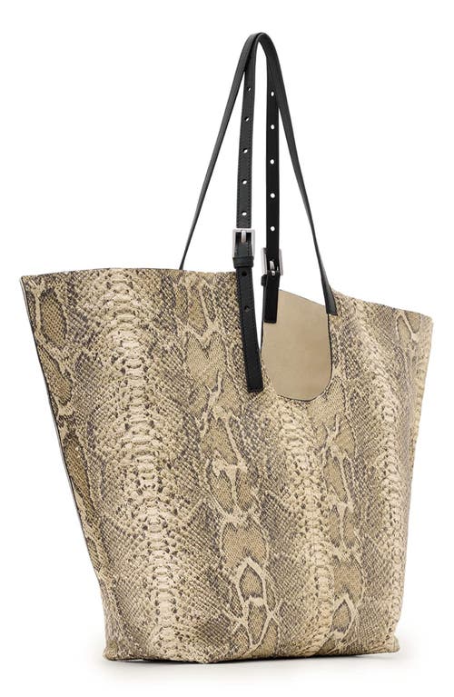 Allsaints Ara Snake Print East West Tote In Neutral