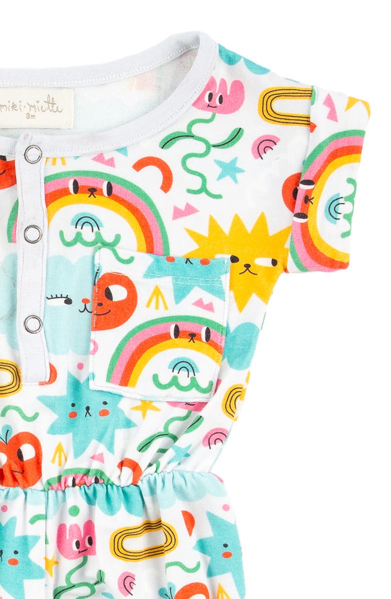 Miki Miette Judy Print Cotton Henley Romper, Alternate, color, 
