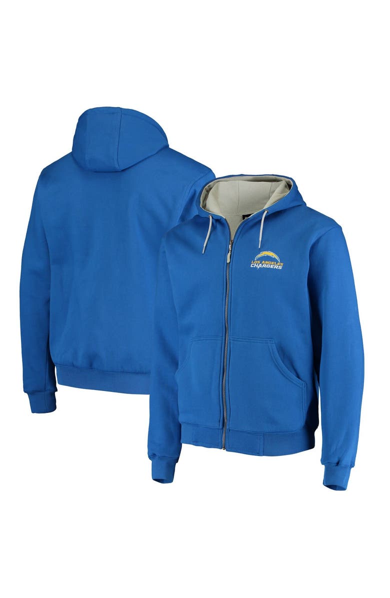 DUNBROOKE Men's Dunbrooke Royal Los Angeles Chargers Craftsman Thermal-Lined Full-Zip Hoodie, Alternate, color, Royal
