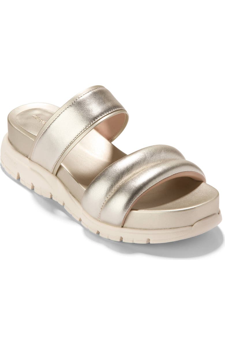 Cole Haan ZeroGrand Double Band Slide Sandal, Main, color, Soft Gold Talca/ Ivory