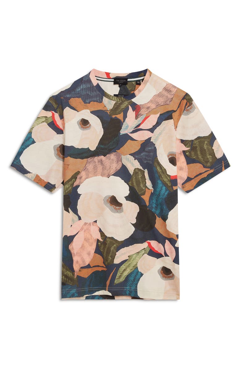 Ted Baker Dowlle Floral T-Shirt, Alternate, color, Blue And Cream