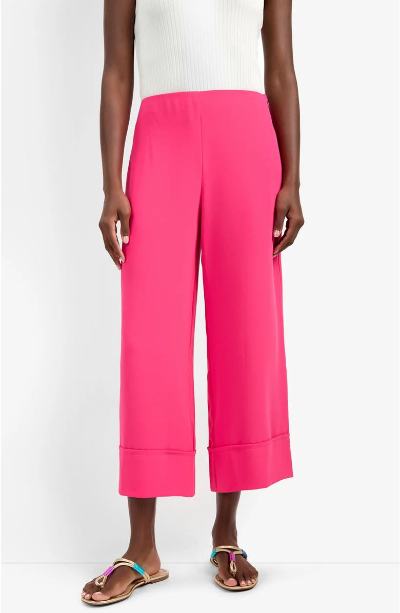 Trina Turk Bahooka Cropped Wide-Leg Georgette Pant, Alternate, color, Pink