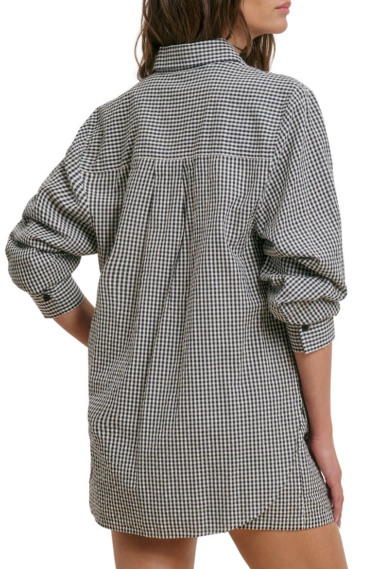 The Boyfriend Check Print Woven Shirt, Alternate, color, NAVY/ WHITE