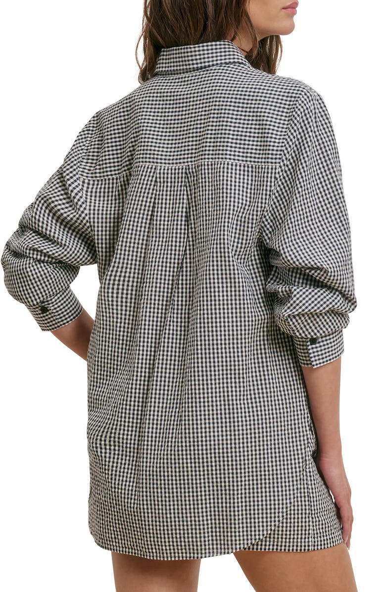Favorite Daughter The Boyfriend Check Print Woven Shirt, Alternate, color, Navy/ White